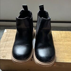 Black Ankle Boots with Tan Soles